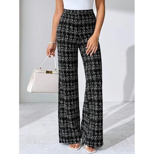 Kadın Yüksek Bel Paçaya Doğru Geniş Dokuma Pantolon