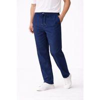 Erkek Keten Cepli Pantolon Lastikli Bel Bağcıklı Önden Fermuarlı - İndigo