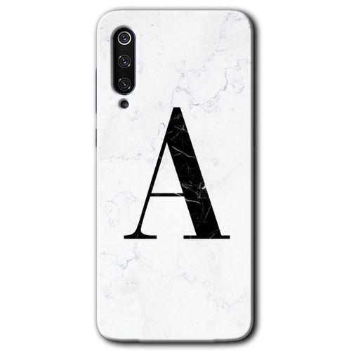 Xiaomi Mi 9 Kılıf HD Desen Baskılı Arka Kapak - Beyaz Mermer Desenli A Harfi