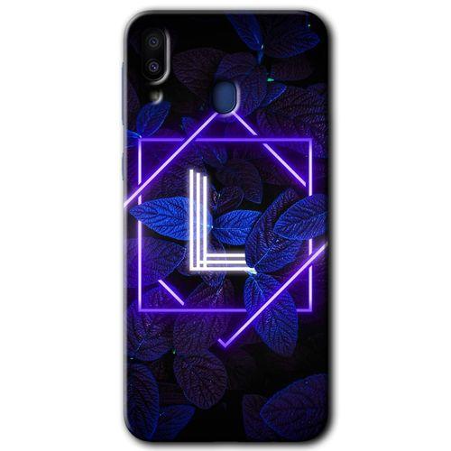 Samsung Galaxy M10s HD Baskılı Kılıf + 9D Tam Ekran Koruyucu - Dark Neon Yaprak L Harfi