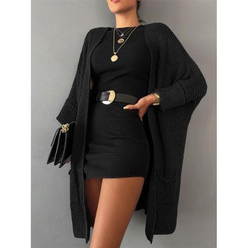 Kadın Oversize Kalıp Cep Detay Salaş Triko Hırka