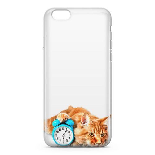 Apple iPhone 6 6s Kılıf Masa Saati Kedi Arka Kapak Koruma Desenli Full Koruyucu