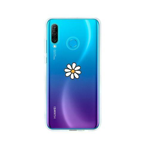 Huawei P30 Lite Papatya Desenli Premium Şeffaf Silikon Kılıf