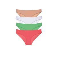 4 Adet Süper Eko Set Likralı Kadın Slip Külot Ten Pudra Yeşil Fuşya