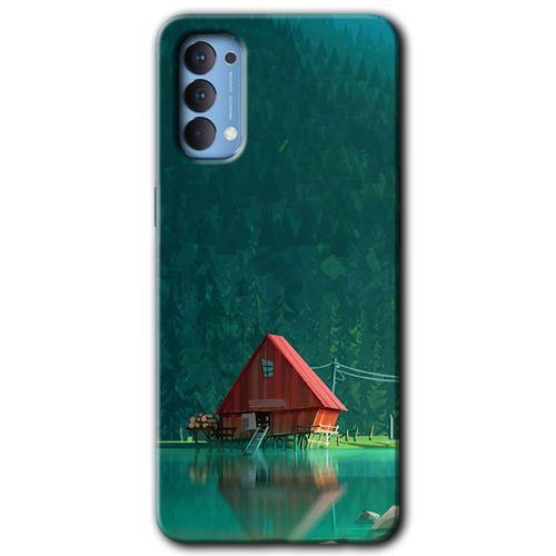 OPPO Oppo Reno 4 Kılıf HD Desen Baskılı Arka Kapak - House In Woods