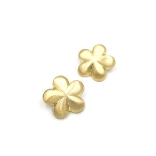 Metal Çiçek Küpe - Altın