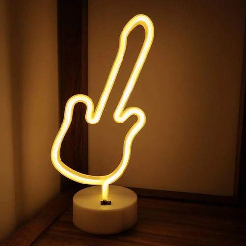Neon Gitar Masa Lambası Pil + USB
