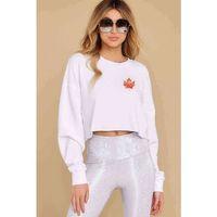 Watercolor Leaf Çınar Yapragı Baskılı Crop Kadın Beyaz Sweatshirt