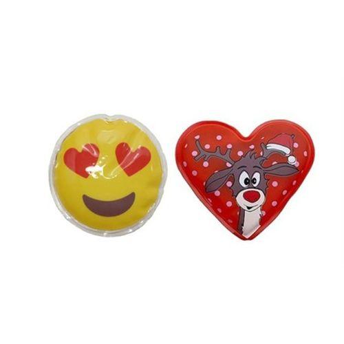 Kalp Emoji Kırmızı Geyik Cep Sobası,El Isıtıcı,İki Adet Sıcak Su Torbası Pvc  9Cm
