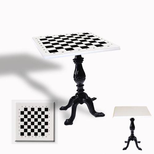 Dockers Çipa 1001 Döküm Ayak Kare Masa 70x70 cm - (Werzalit, Wermodin ve Allzalit Tabla) - Beyaz Satranç