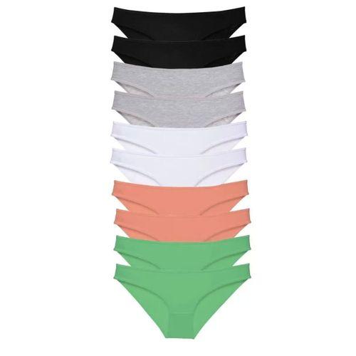 10 Adet Süper Eko Set Likralı Kadın Slip Külot Siyah Gri Beyaz Pudra Yeşil