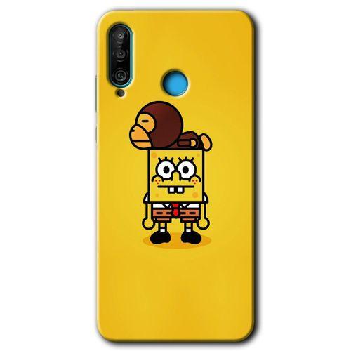 Huawei P30 Lite Kılıf HD Desen Baskılı Arka Kapak - Sünger Bob + Kırılmaz Cam
