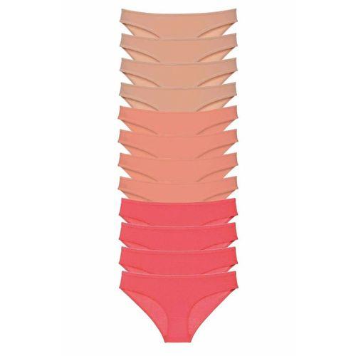 12 adet Süper Eko Set Likralı Kadın Slip Külot Ten Pudra Fuşya