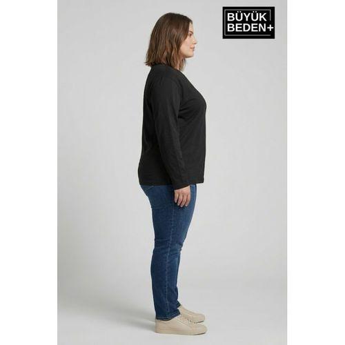 Kadın Büyük Beden 2 li Set Uzun Kollu 2 İplik Bisiklet Yaka Tişört SPR26BEA942+2