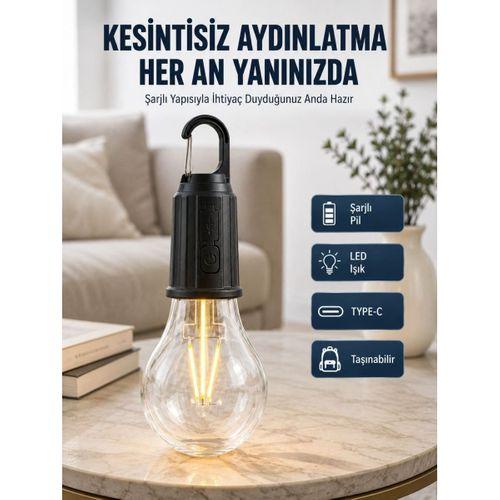 3 Farklı Mod Led'li Şarjlı Asma Kancalı Kamp Lambası Taşınabilir Ampul