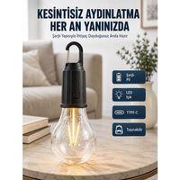 3 Farklı Mod Led'li Şarjlı Asma Kancalı Kamp Lambası Taşınabilir Ampul