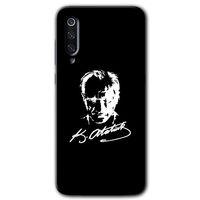 Potkal Hediye Fabrikası Xiaomi Mi 9 Kılıf HD Desen Baskılı Arka Kapak - Atatürk Silüet İmza