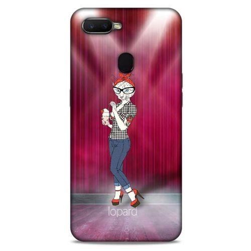 Oppo Ax7 Kılıf FunnyMaX (50) Shockproof Kılıf Koyu Pembe Kedi