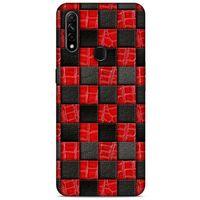 Oppo A31 Kılıf Patchwork (47) Crystal Flex Kılıf Siyah Kırmızı