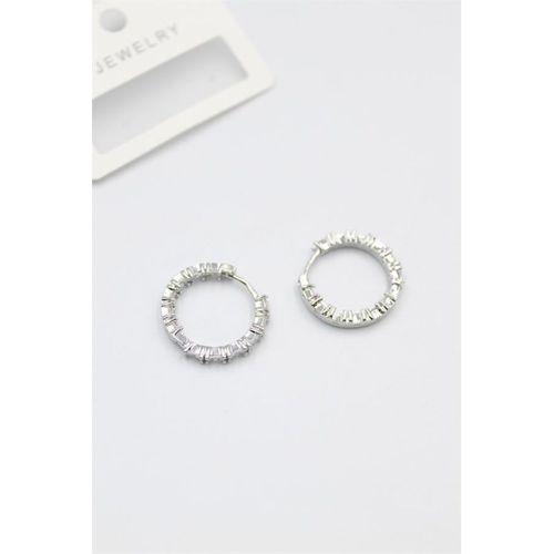 Baget Taşlı Küpe - Beyaz