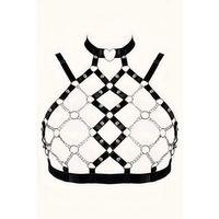 Zincirli Seksi Lastik Göğüs Harness - Brf926