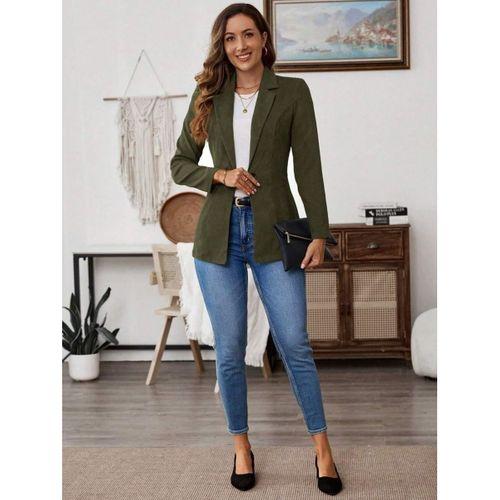 Kadın Uzun Kollu Yakalı Tek Düğmeli Süet Ceket