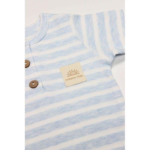 Bistyle Line Colors Yarım Kol Patiksiz Tulum 15126 Mavi