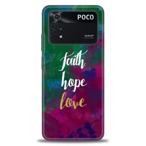 Xiaomi Poco M4 Pro 4G Kılıf HD Baskılı Kılıf - Faith Hope Love + Tam Ekran Koruyucu
