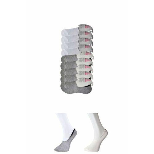 Gri ve Beyaz Kadın Babet Çorap 9 çift