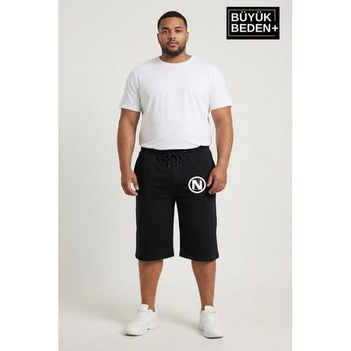 Büyük Beden Erkek N Baskılı Şort Rahat Kalıp Basic Penye 3XL-6XL SPR26BSR591-19