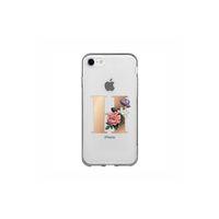 iPhone 7 Şeffaf Kılıf Gold Renkli Çiçekli H Harfli Desenli