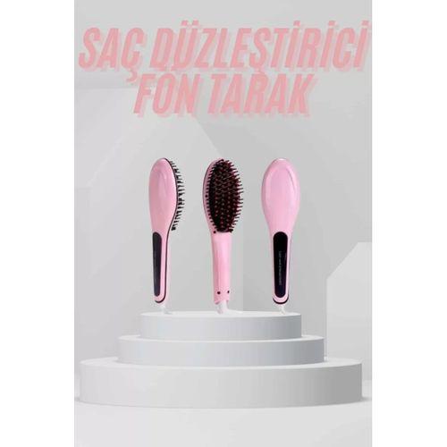 Elektrikli Saç Düzleştirici Tarak Saç Düzleştirici Fırça Sıkı Dişli Pembe