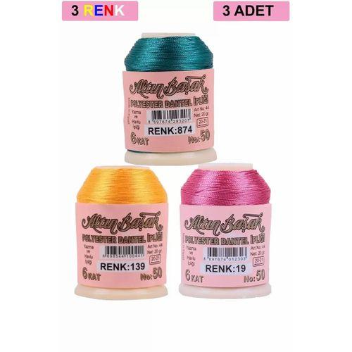 3 Adet Altınbaşak Oya ve Dantel İpi 20 gr - Royaleks - No: 139 - 019 - 874
