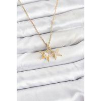 316L Çelik Zincir Gold Renk Deniz Yıldızı Model Zirkon Taşlı Kadın Kolye