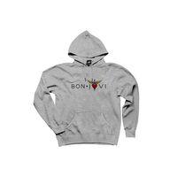 Bon Jovi in Heart Gri Kapşonlu Sweatshirt Hoodie