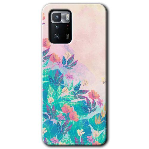 Poco x3 GT Kılıf HD Desen Baskılı Arka Kapak + Temperli Cam - Çizim Yapraklar