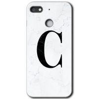 Potkal Hediye Fabrikası General Mobile GM 8 Go HD Baskılı Kılıf + 9D Tam Ekran Koruyucu - Beyaz Mermer Desenli C Harfi