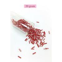 Uzun Boru Kesme Boncuk Çap 2mm Uzunluk 10 mm - 20 Gram - Kırmızı Beyaz - BNC239