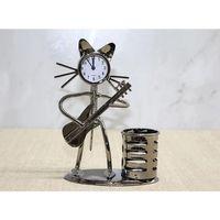 Metal Gitar Çalan Kedi Müzisyen Saat Ve Kalemlik Alk4345