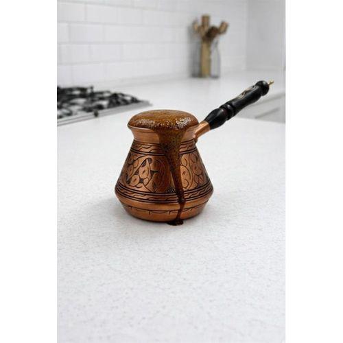 Turna Bakır Elit Külhan Cezve 3 No 7 Fincan Oyma İşleme Skoç Turna1269-4