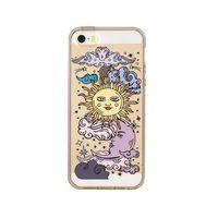 iPhone 5 Güneş & Ay Desenli Premium Şeffaf Silikon Kılıf