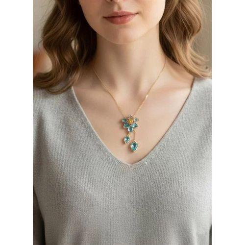 Swr Çiçek Kolye - Turkuaz