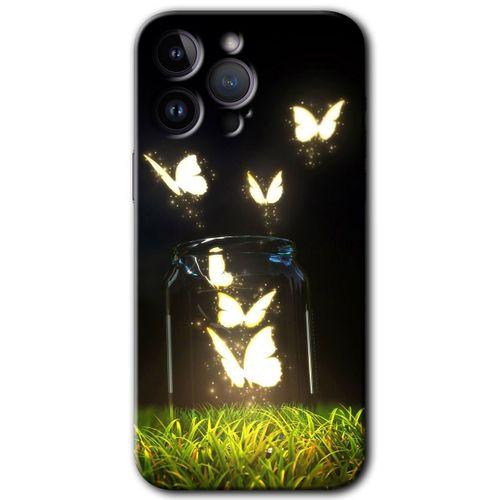 Potkal Hediye Fabrikası iPhone 14 Pro Max Kılıf HD Desen Baskılı Arka Kapak - Işıklı Kelebekler