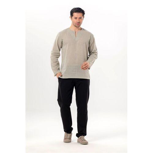 Büyük Beden Uzun Kol Şile Bezi Bisiklet Yaka Yazlık Tshirt Taş 3031