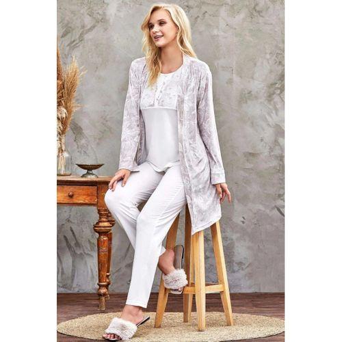 Flz 31-104 Bayan Kadife Sabahlık Pijama Takımı