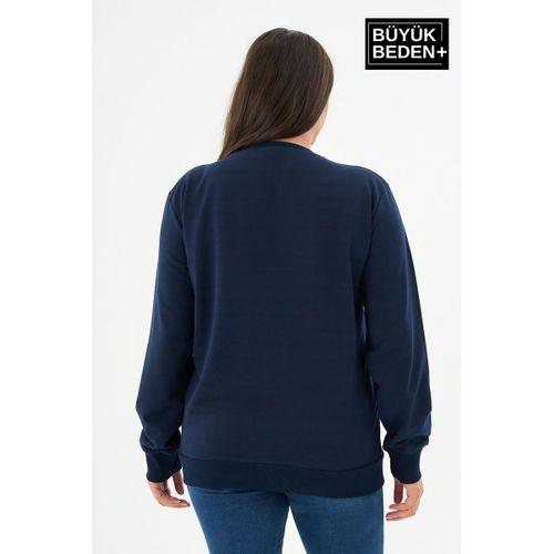 Kadın Büyük Beden Bisiklet Yaka İnce Sweatshirt – Regular Fit %64 Pamuklu SPR26BSWk956
