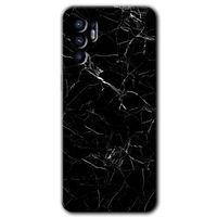 Potkal Hediye Fabrikası Oppo Reno 6 Kılıf HD Desen Baskılı Arka Kapak - Siyah Mermer