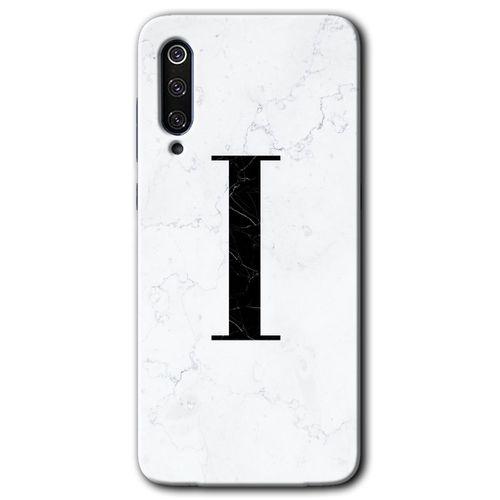 MRCİLETİSİM Xiaomi Mi 9 SE Kılıf Baskılı Kapak - Beyaz Mermer Desenli I Harfi + 5D Tam Kaplayan Cam