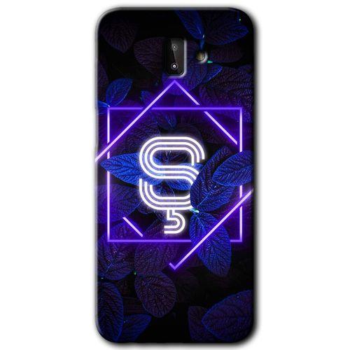 Galaxy J8 Kılıf HD Desen Baskılı Arka Kapak - Dark Neon Yaprak Ş Harfi