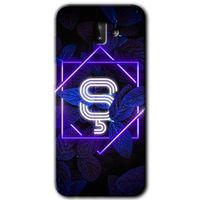 Galaxy J8 Kılıf HD Desen Baskılı Arka Kapak - Dark Neon Yaprak Ş Harfi